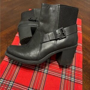 Crown Vintage Black Ankle Boots with Buckle Detail